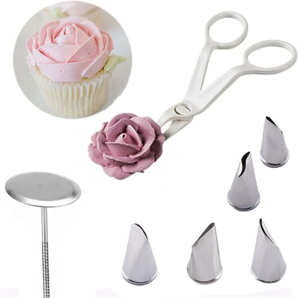 Cake Piping Tips 7 Pcs/Set Piping Nozzle 5 Pcs Tulips Rose Nozzle Fondant Cream Transfer Baking Pastry Cake Nozzles Set