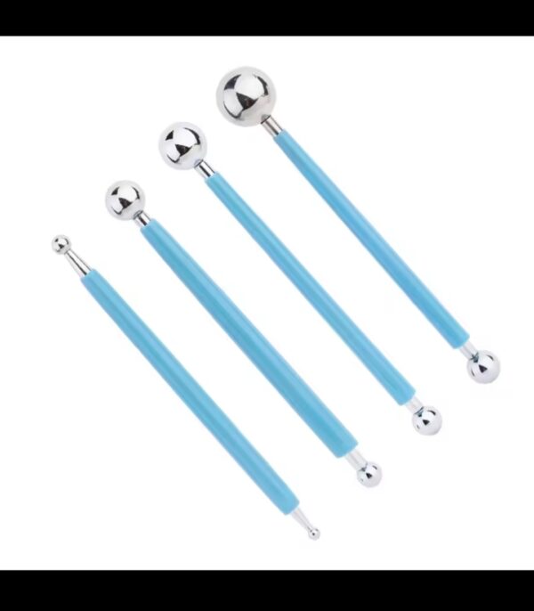 4Pcs Ball Stylus Dotting Tools for Handcraft Baking Cake Metal Ball Sculpting Fondant Modeling Tool